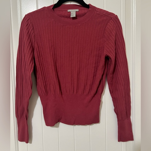 H & M Pink Scoop Neck, Tight Wrist Top, Small - Picture 1 of 4